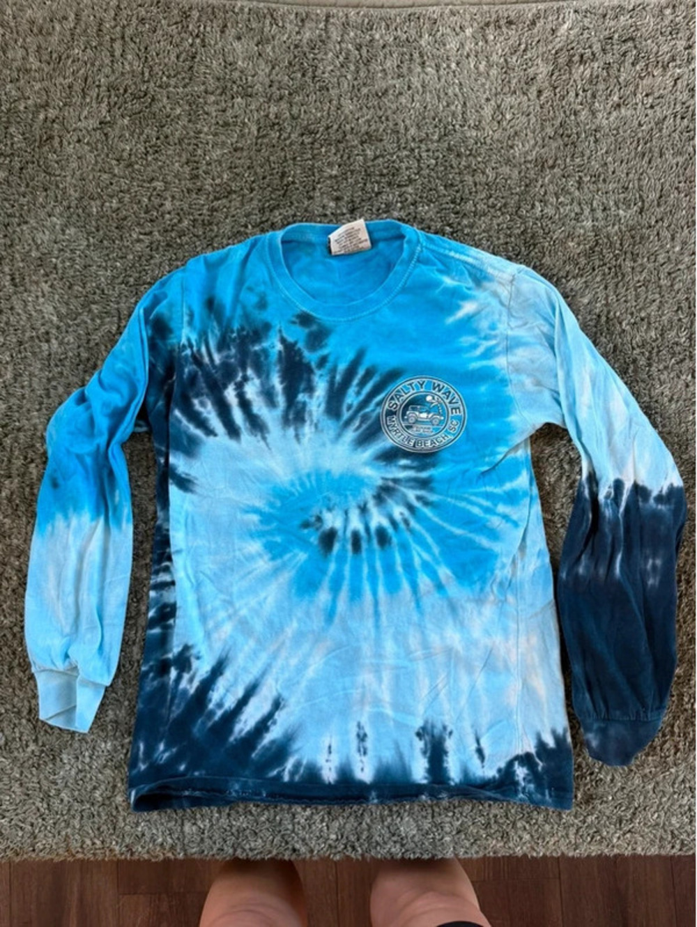 Tsunami Surf Shop Salty Wave Tie Dye Long Sleeve Shirt Size S